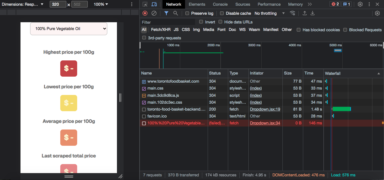 Image of that displays the error within google devops tools
