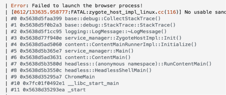 Image of failed build