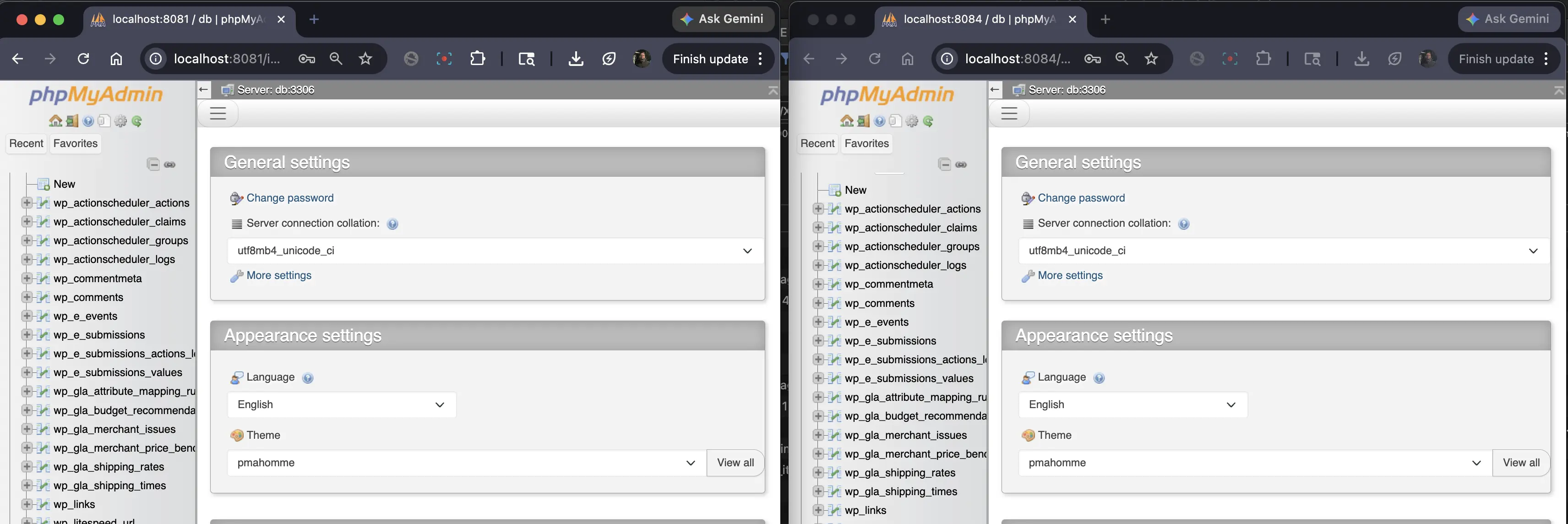 Image two phpmyadmin instances